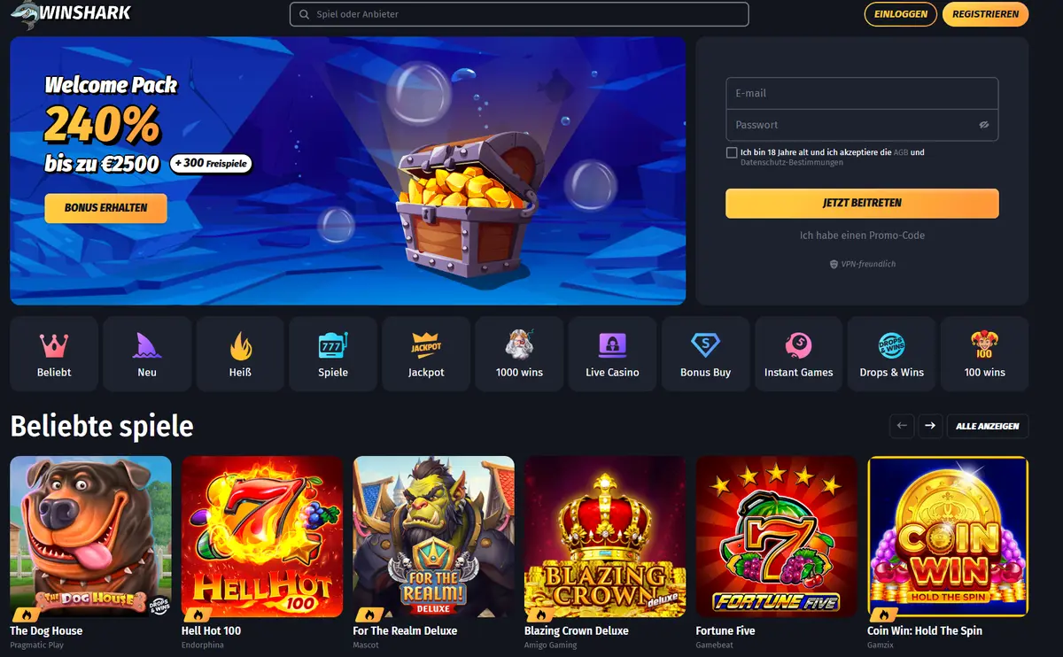 Winshark Sofort Auszahlung Casino